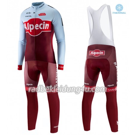 Set Langarmtrikot + Trägerhose Lange 2018 Team Katusha-Alpecin Winter Thermal Fleece N001